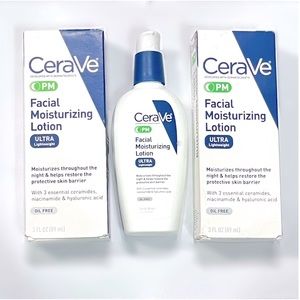 Lot of 3 New CeraVe Facial Moisturizing Lotion. PM. Ultra light night lotion 3oz